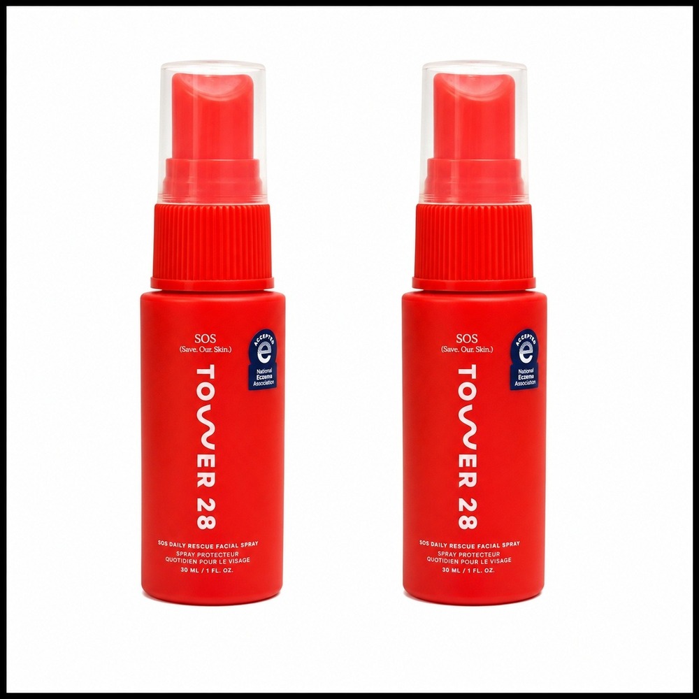 2 x Tower 28 SOS Daily Rescue Facial Spray 1 fl oz Travel Size New